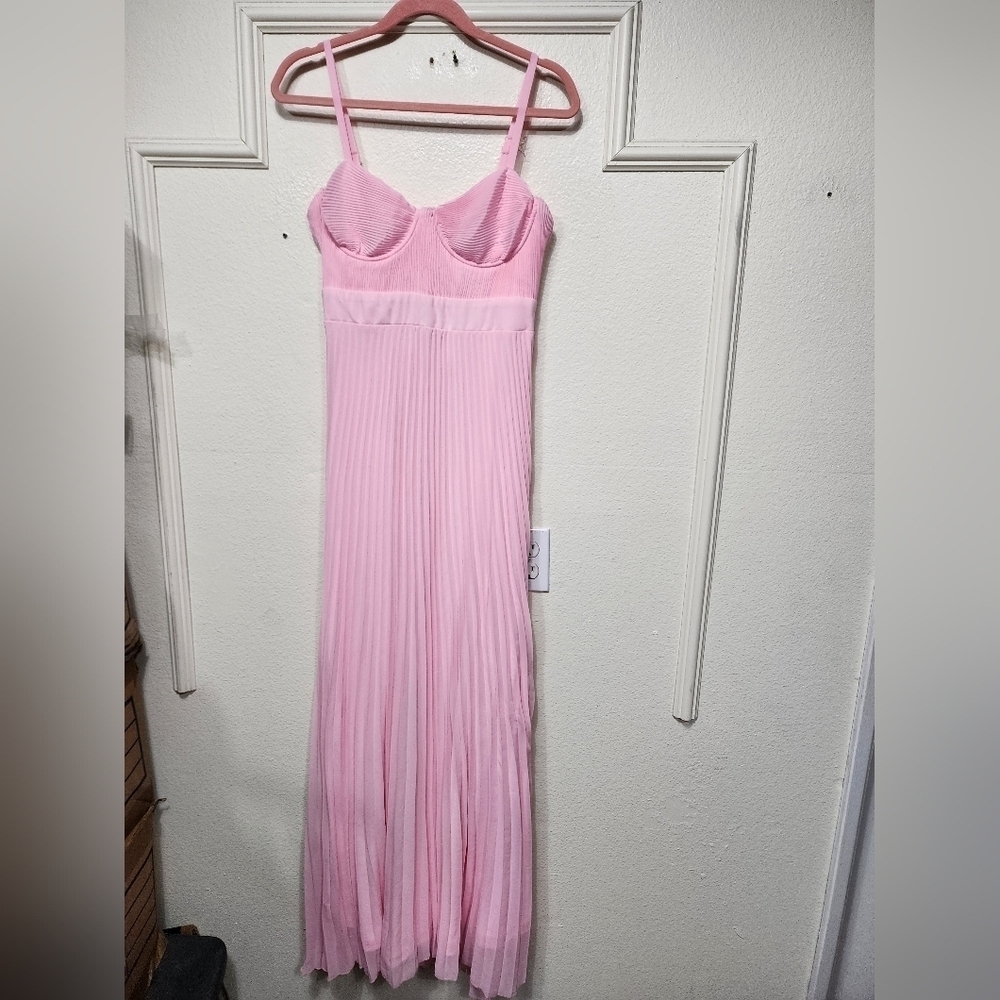 Lulus Certainly Lovely Light Pink Pleated Bustier Maxi Dress Wedding Party Prom - Picture 6 of 8